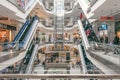 Shopping centre Lubava. Modern mall interior with shops Royalty Free Stock Photo